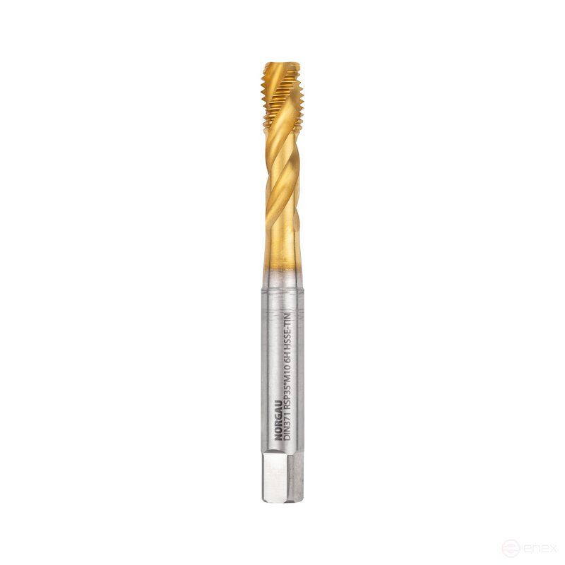 Метчик машинный NORGAU Industrial для глухих отверстий М10, форма C, HSS-E/TiN