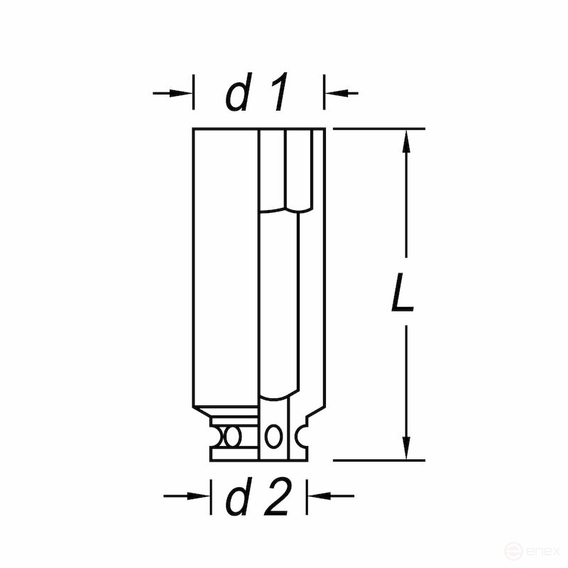 Головка ударная торцевая NORGAU Industrial шестигранная удлиненная 1/2", 22 мм, N19KL-22