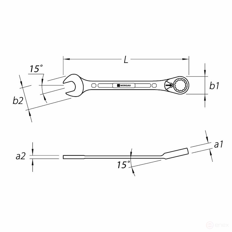 Combination wrench with switchable ratchet NORGAU Industrial 13 mm, N7UR-13