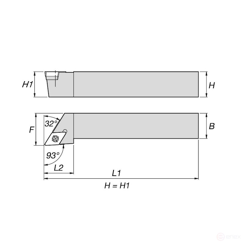 Державка токарная NORGAU Industrial для наружной обработки SDJCL1616H11