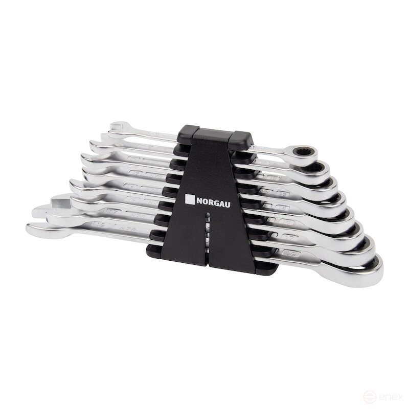 Набор гаечных комбинированных ключей NORGAU Industrial c трещоткой NWS7R-008, 8 предметов в пластиковом держателе