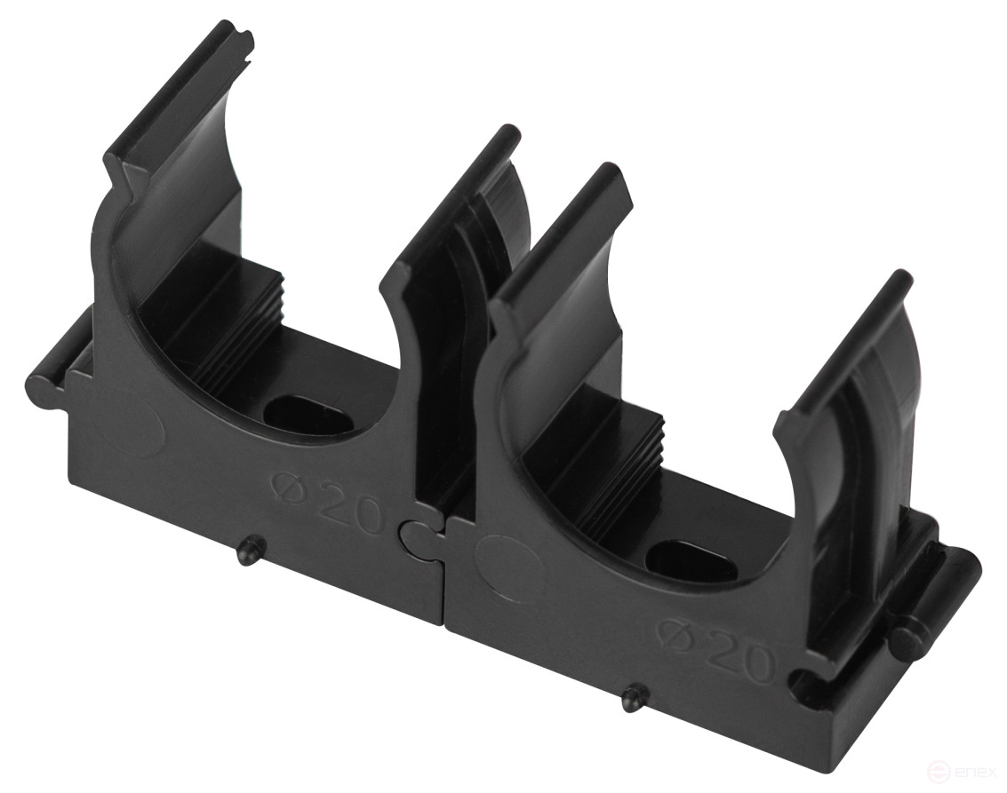 Крепеж-клипса ЭРА CLIP-20-B-MP для трубы прямой монтаж черная d20мм 100шт