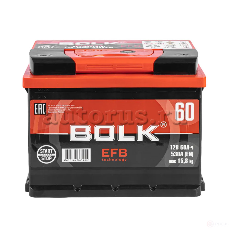 Аккумулятор BOLK EFB Stop&Go 60 А/ч обратный R+ 242x175x190 L2 EN 530 А
