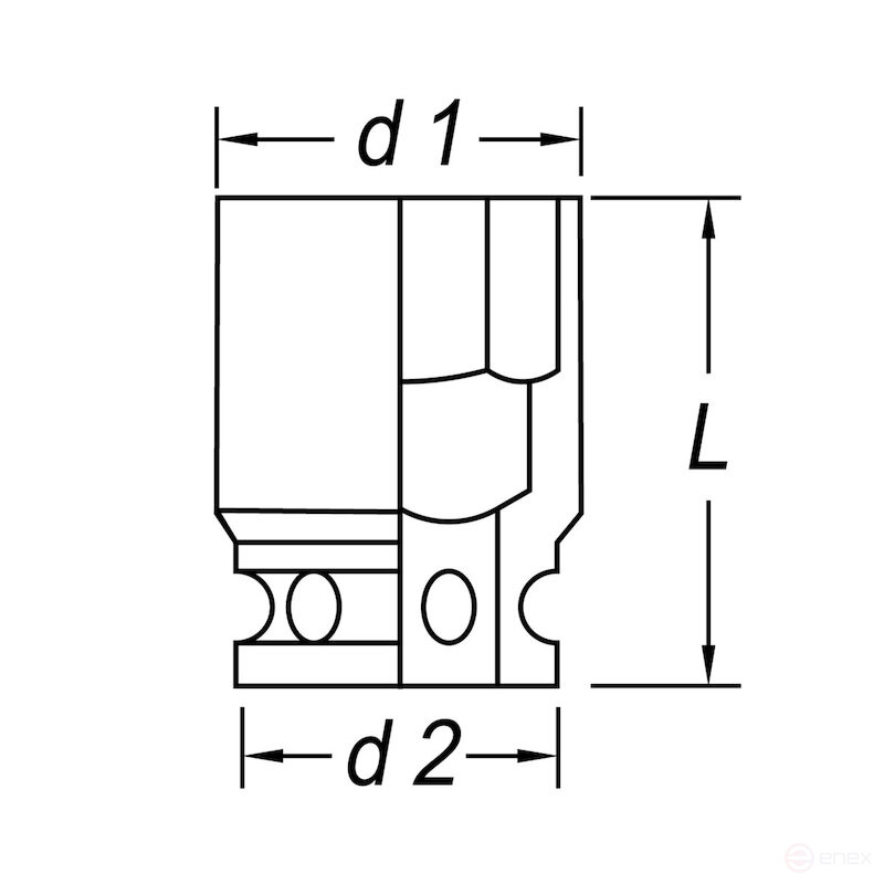 Головка торцевая ударная NORGAU Industrial шестигранная дюймовая 1", 1.5/8", N21K-1.5/8