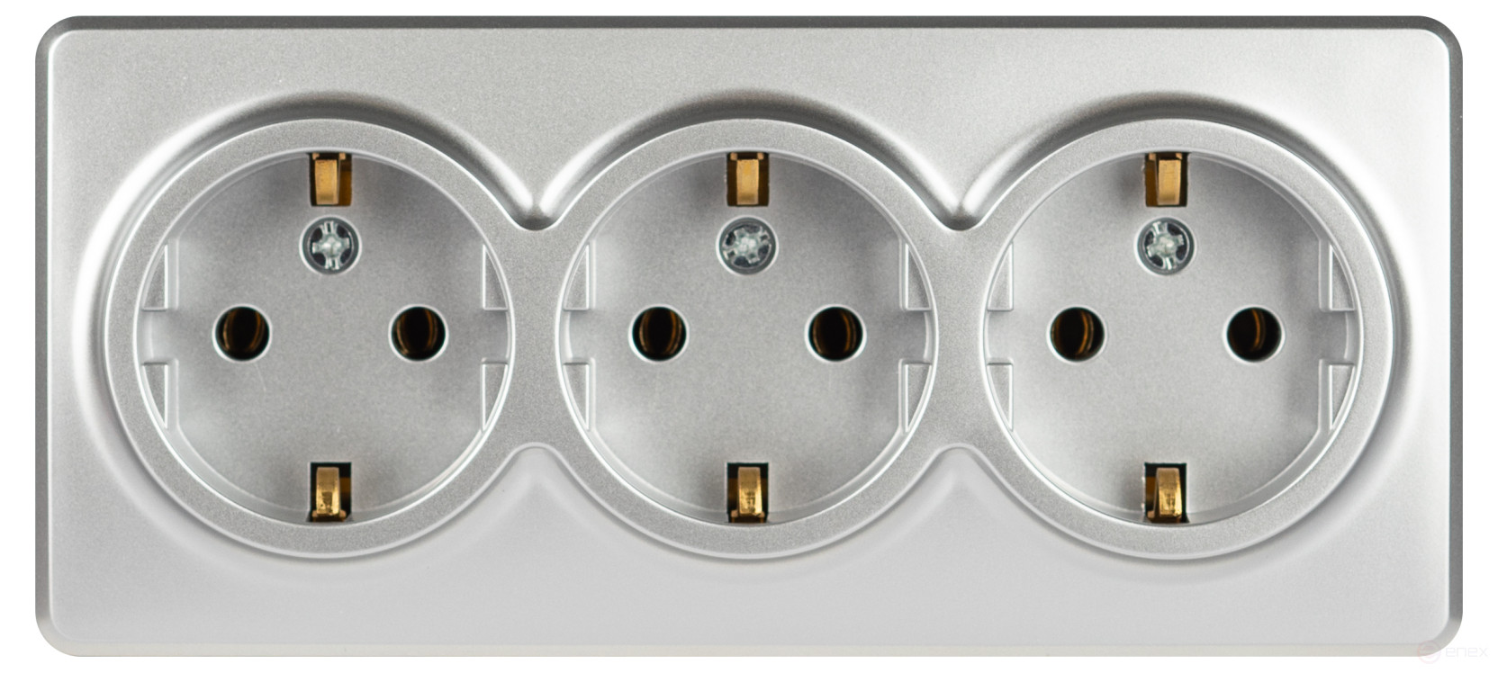 Розетка ЭРА Эксперт 11-2208-03 тройная с заземлением 3х2P+E Schuko IP20 16A-250В ОУ алюминий