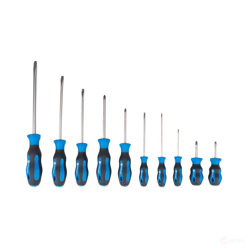 Set of screwdrivers NORGAU Industrial with two-component handles and magnetic stinger 10 pcs