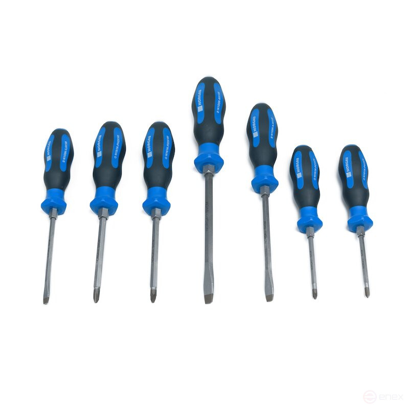 Set of reinforced slotted and phillips screwdrivers NORGAU Industrial NBS155K- 161-007, 7 pieces