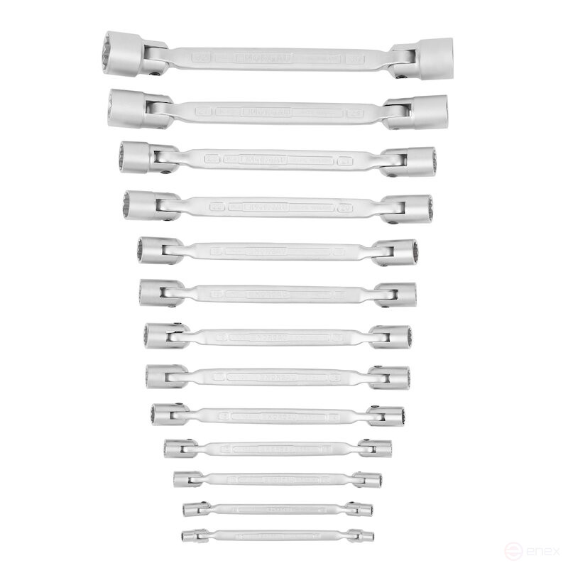 Набор торцевых двусторонних шарнирных ключей NORGAU Industrial NBS34-013, 13 предметов