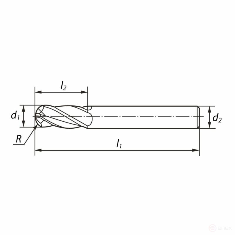 Фреза концевая NORGAU Industrial сферическая 12 мм, Z4, VHM/AlCrSiN