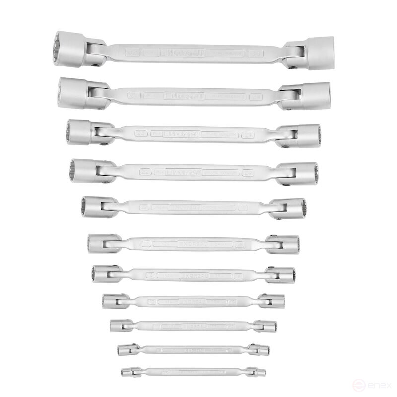 Набор торцевых двусторонних шарнирных ключей NORGAU Industrial NBS34-011, 11 предметов