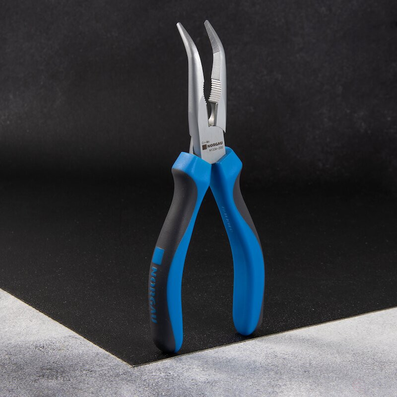 Длинногубцы NORGAU Industrial изогнутые на 45°, 200 мм, N133A-200
