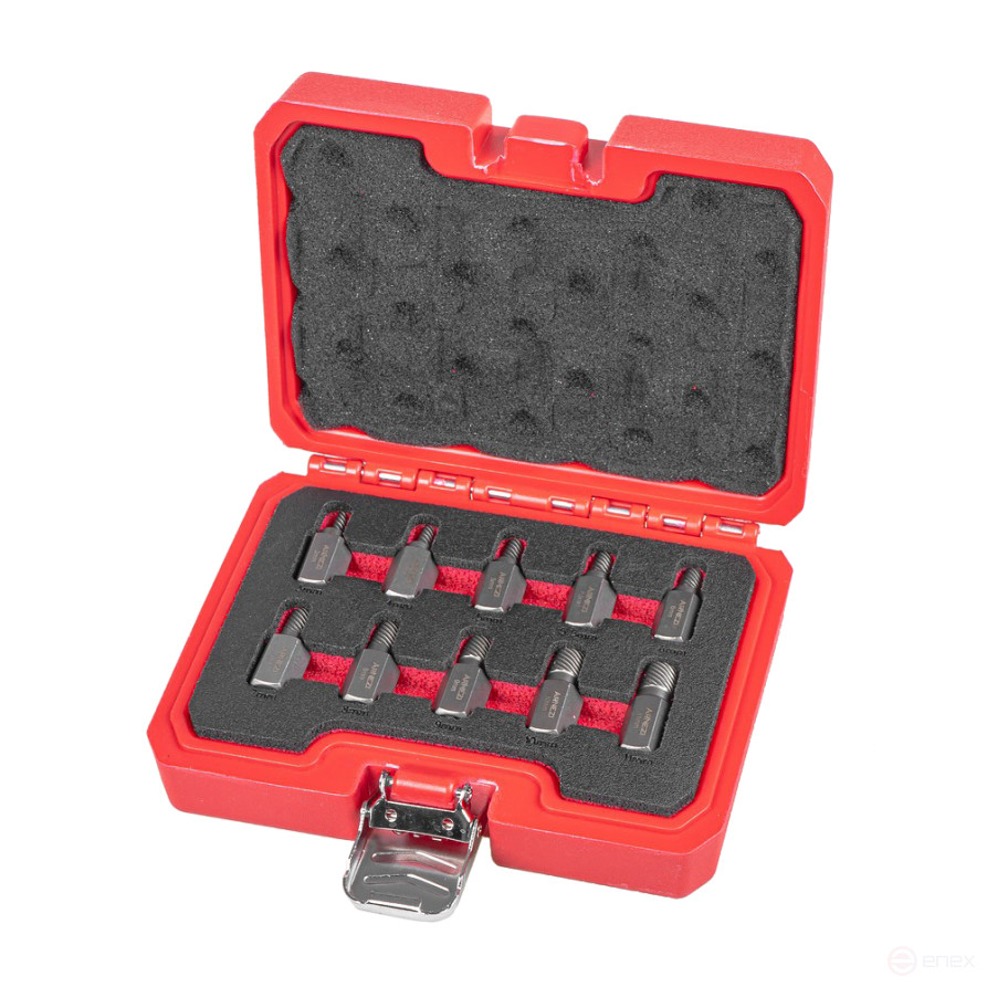 Набор внутренних экстракторов 10пр (3,4,5,5.5,6,7,8,9,10,11мм) для поврежденных гаек и болтов ARNEZI R5304026