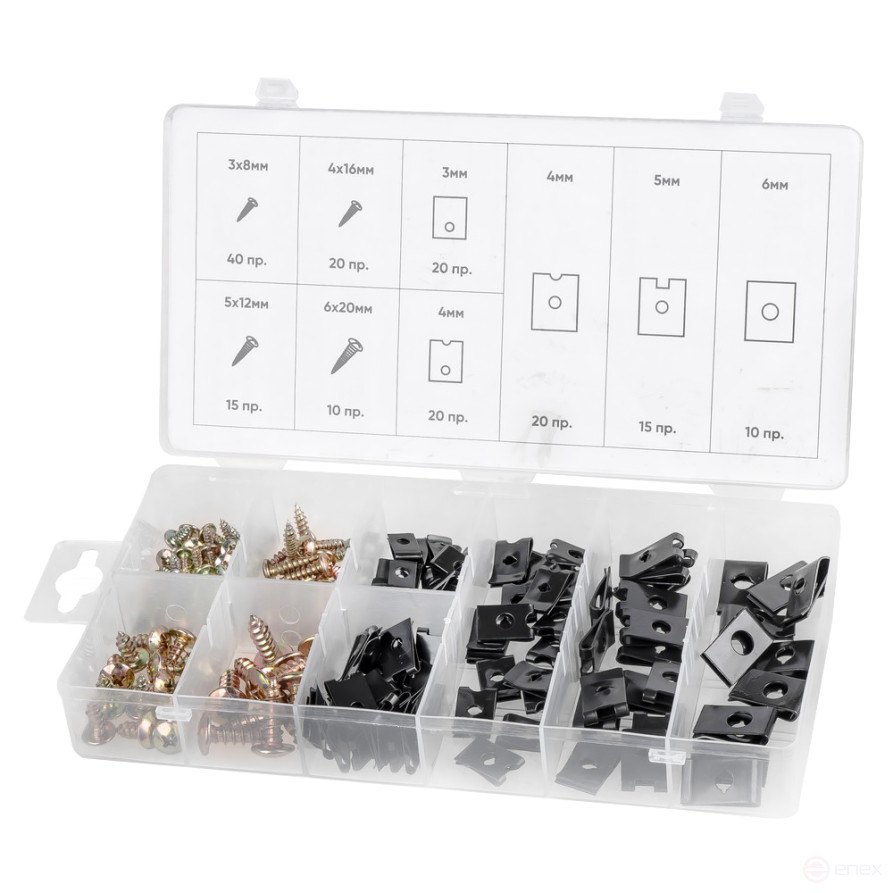 Набор саморезов и металлических клипс 170пр. ARNEZI R8020140