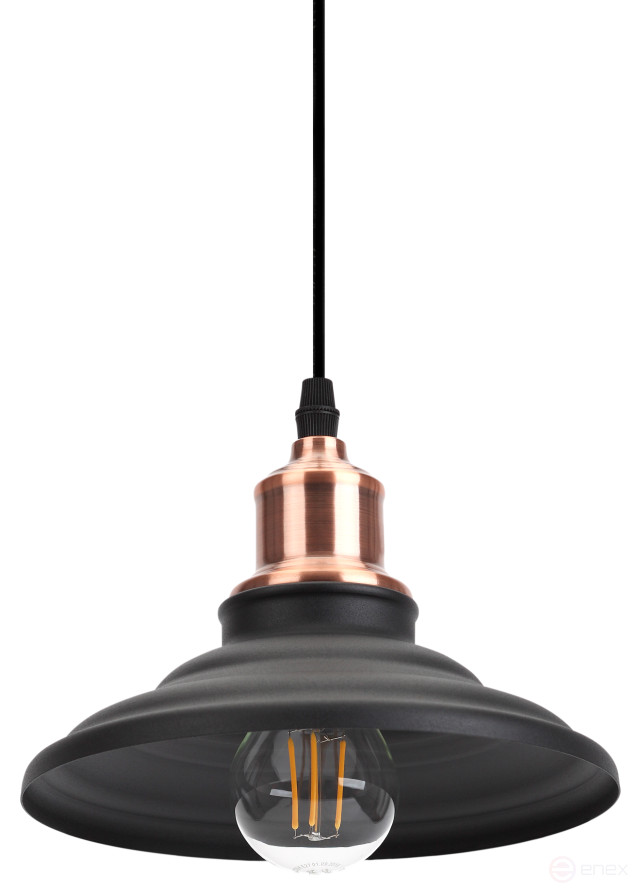 ERA PL4 BK/RC Pendant Lamp for E27 lampshade height 80mm Suspension 800mm Black/copper
