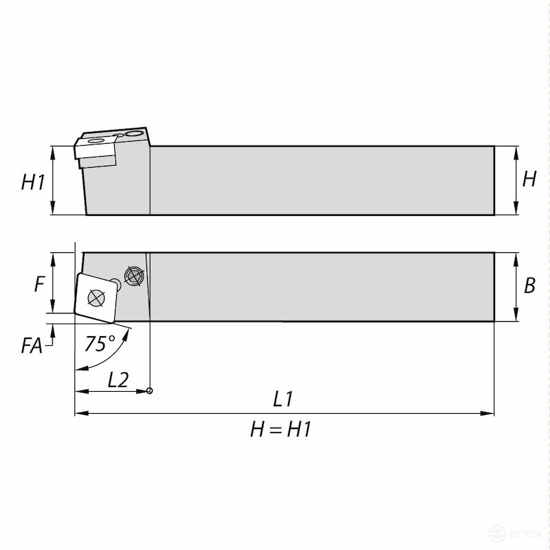 Державка токарная NORGAU Industrial для наружной обработки PCBNR2020K12