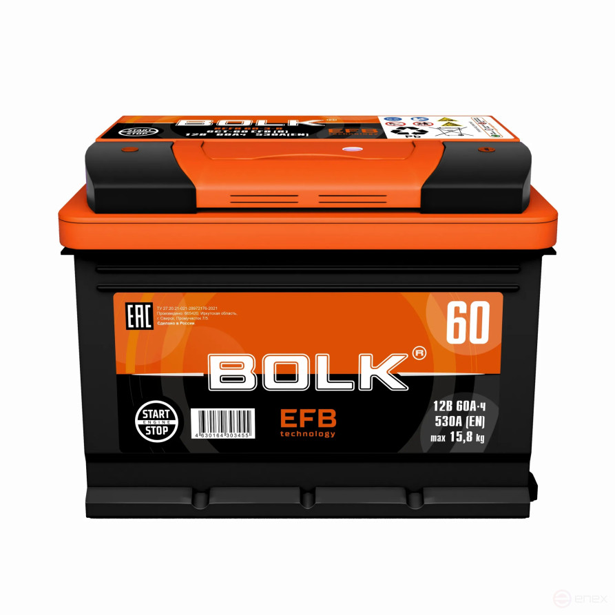 Аккумулятор BOLK EFB Stop&Go 60 А/ч обратный R+ 242x175x190 L2 EN 530 А