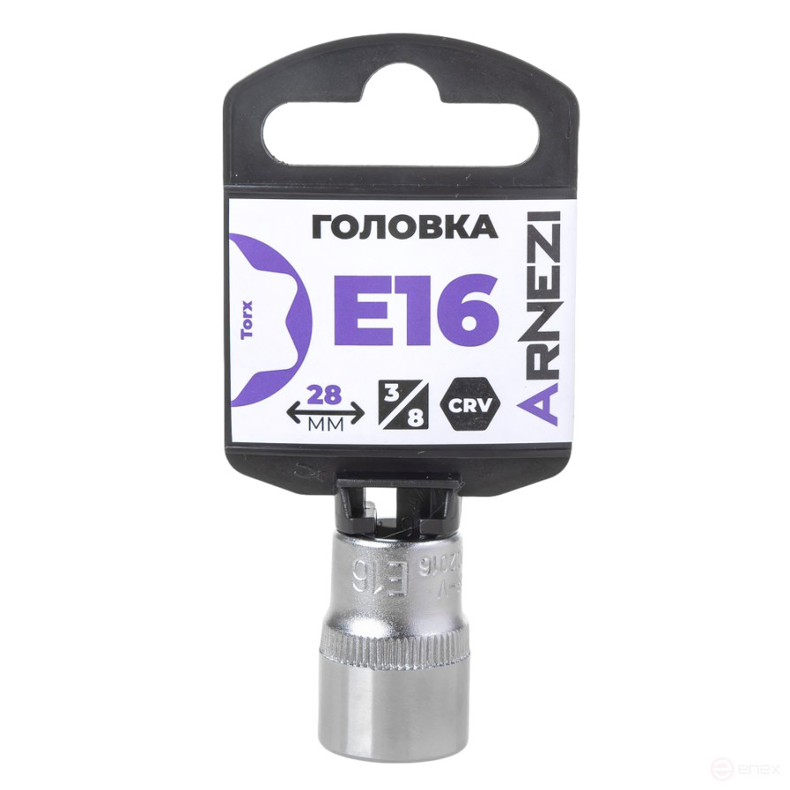 Головка 3/8" внешний TORX Е16, L=28 мм на холдере ARNEZI R0202016