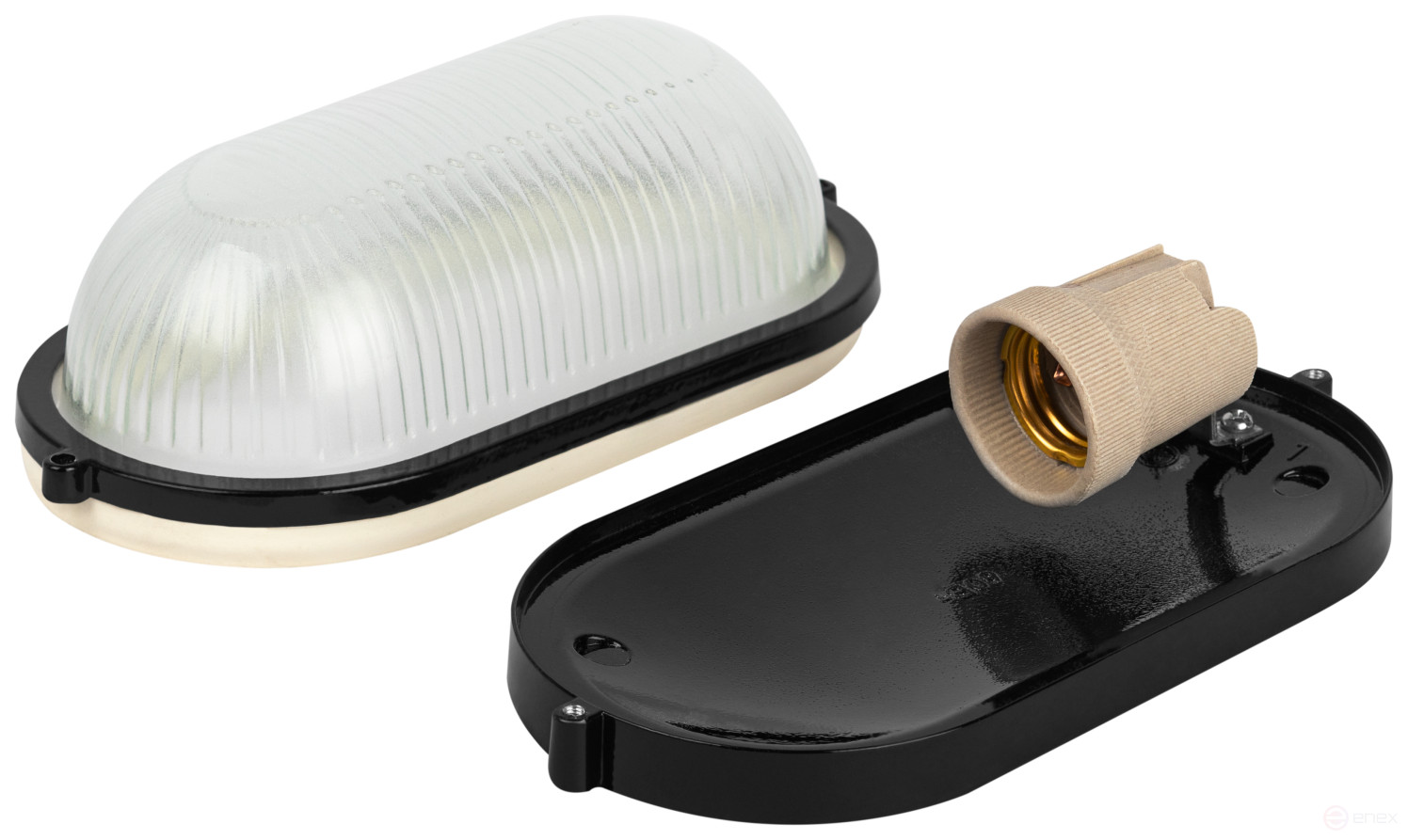 Светильник ЭРА НБП 04-60-001 Акватермо алюминий/стекло IP54 E27 max 60Вт 212х105 овал черный