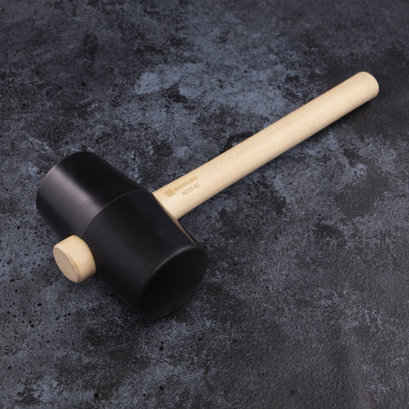 Rubber mallet NORGAU Industrial with wooden handle 910 g, 80 mm, N226-80