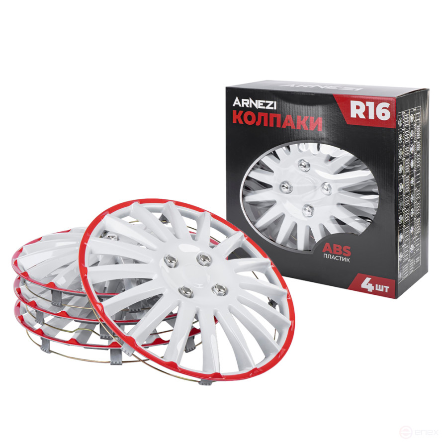 Колпаки R16 Orion 4шт (бело-красные) ABS-пластик ARNEZI A0702080
