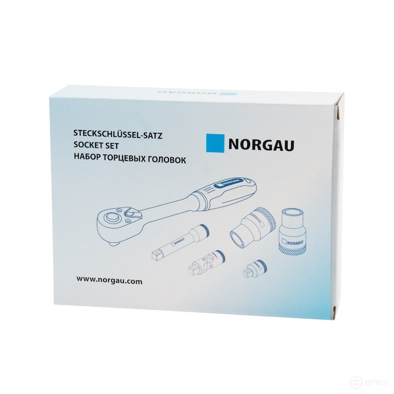 Набор шестигранных торцевых головок NORGAU Industrial с аксессуарами 1/4”, 19 предметов, N20