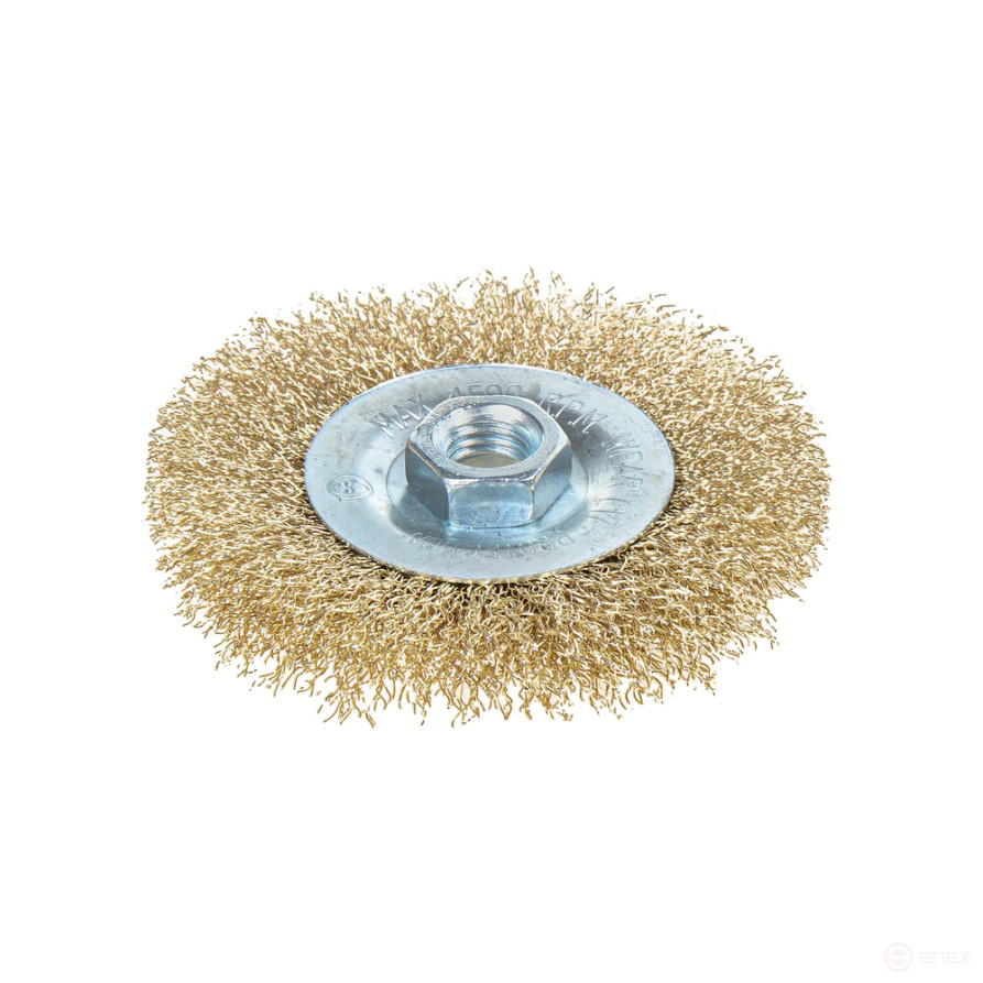 Flat ear brush 100 mm, M14 fit, latuned wire d=0.3mm, 4500 rpm ARNEZI R8043100