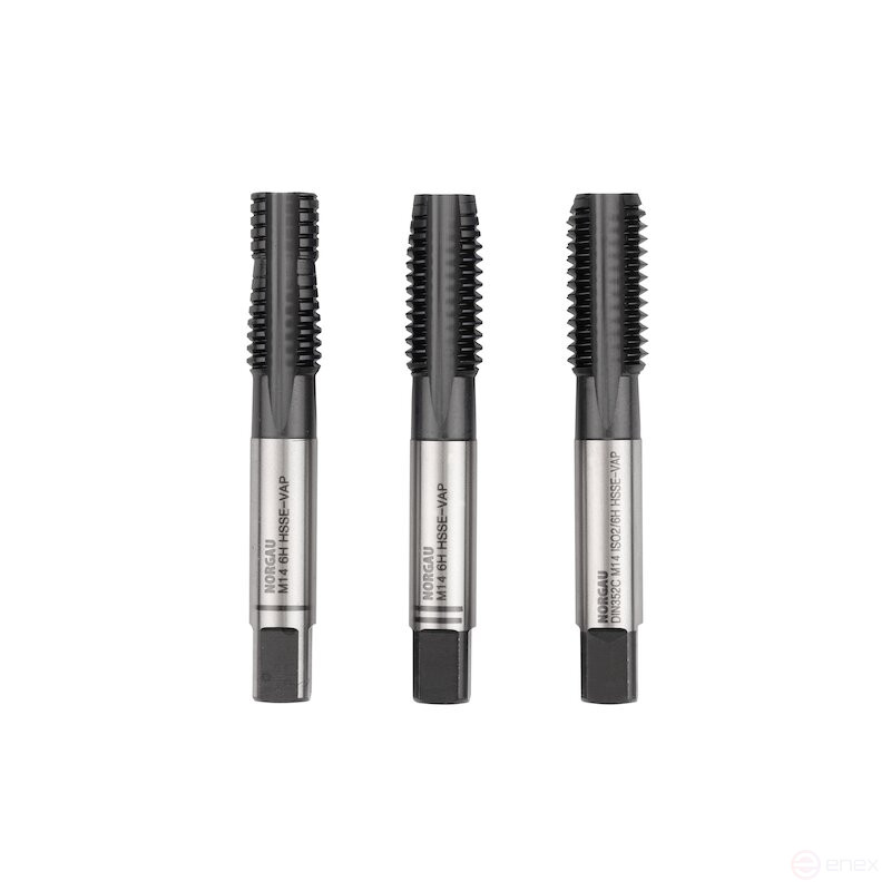 Set of hand taps NORGAU Industrial M14, HSS-E/VAP, 3 pieces