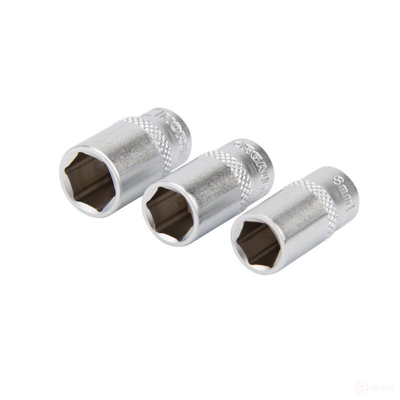 Set of hexagon socket heads NORGAU Industrial with 1/4" accessories, 35 pieces, N2035-S414 in a metal box