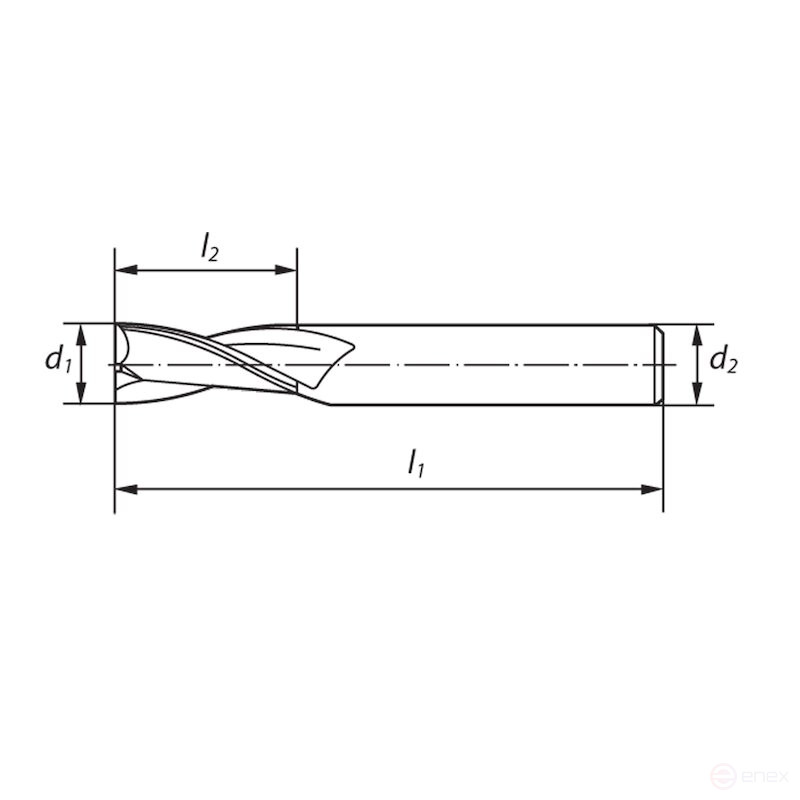 Фреза концевая универсальная NORGAU Industrial по металлу 8х60 мм, Z2, VHM/AlCrSiN