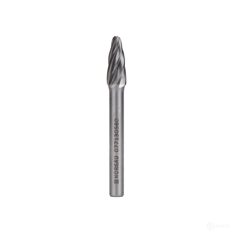 Carbide borehole NORGAU Industrial parabolic 8 mm, R1.2, shape F, ALU