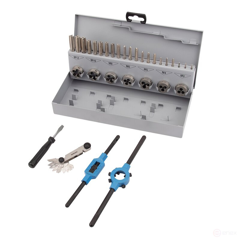 Набор метчиков и плашек NORGAU Industrial M3-M12, 32 предмета, HSS