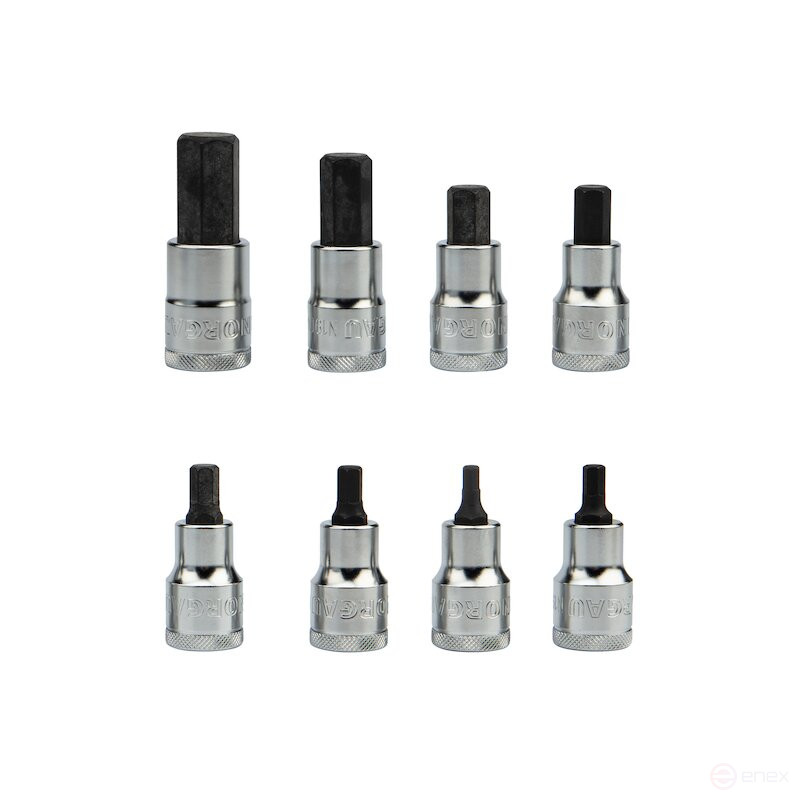 Набор торцевых головок со вставками NORGAU Industrial 1/2”, 8 предметов, NI198-H517 в металлическом ящике