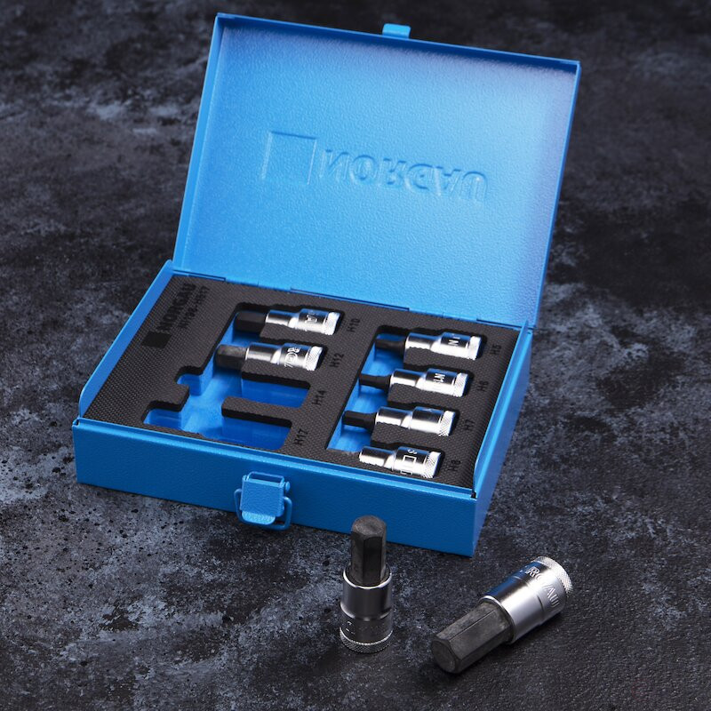 Набор торцевых головок со вставками NORGAU Industrial 1/2”, 8 предметов, NI198-H517 в металлическом ящике