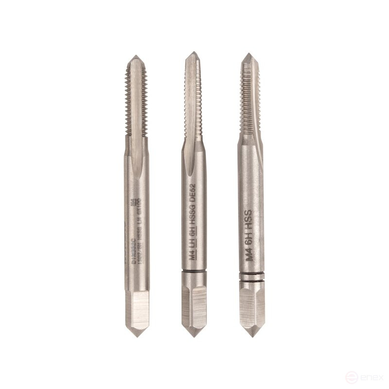 Set of manual taps NORGAU Industrial left rotation M4, HSS, 3 pieces