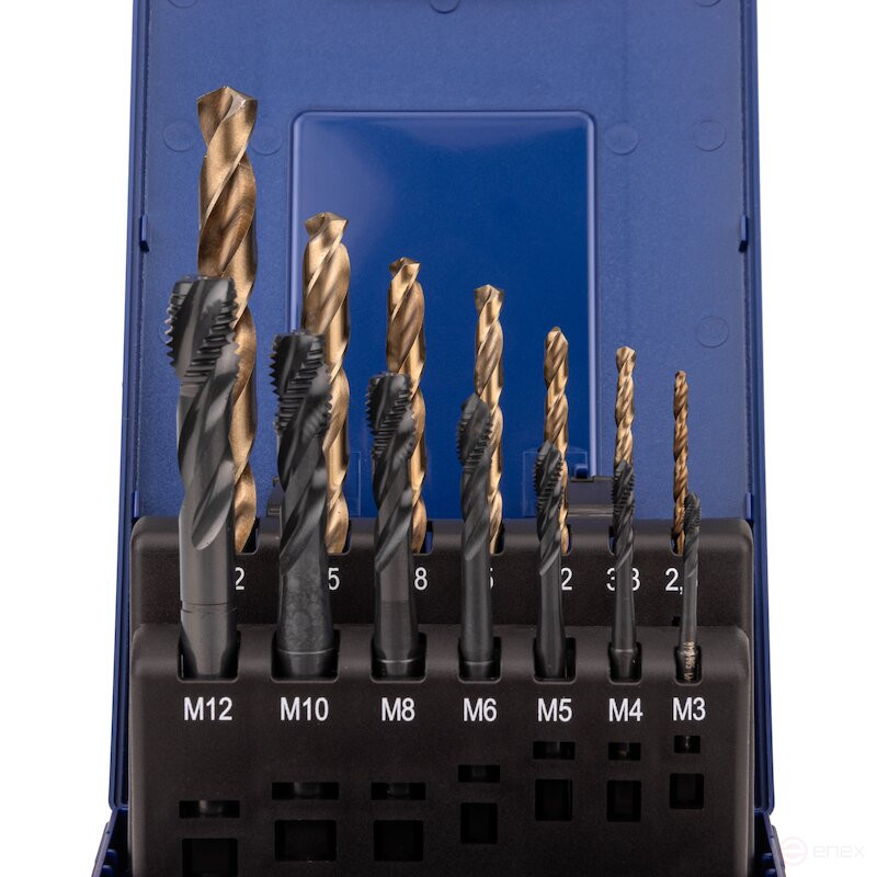 Набор машинных метчиков и сверл NORGAU Industrial М3-М12, 2.3-10.2 мм, HSS-E/VAP/HSS-E, 14 предметов