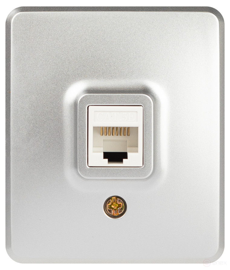 Розетка ЭРА Эксперт 11-3203-03 информационная RJ45 IP20 ОУ алюминий