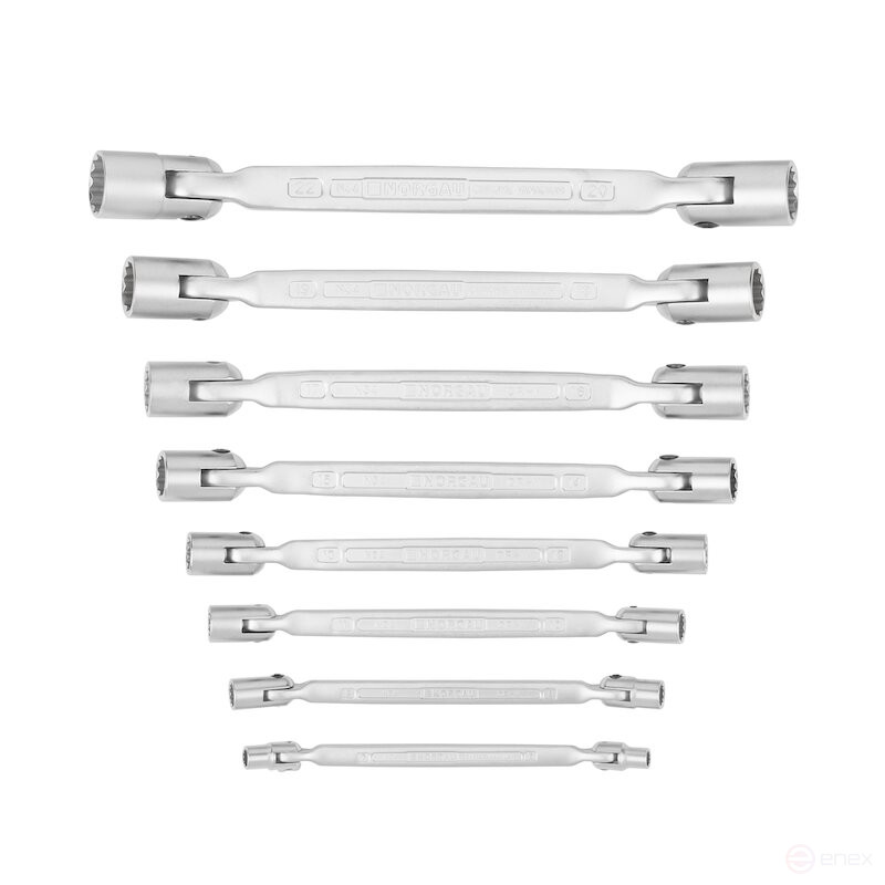Set of socket double-sided hinge wrenches NORGAU Industrial NBS34-008, 8 pieces
