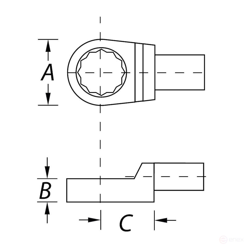 Насадка накидная NORGAU Industrial для динамометрического ключа 27, прямоугольный привод 14х18