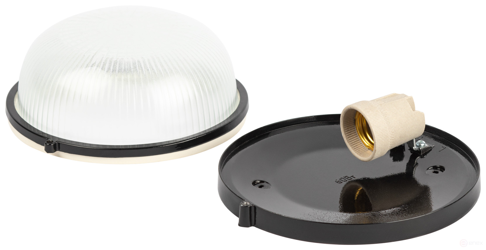 Светильник ЭРА НБП 03-60-001 Акватермо алюминий/стекло IP54 E27 max 60Вт D176 круг черный