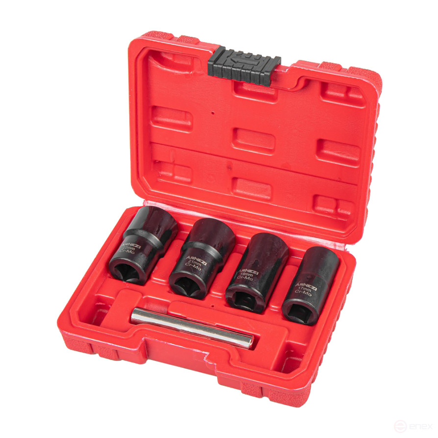 Набор головок 1/2" (экстракторов) для поврежденных гаек и болтов, 5 пр. (CR-MO) ARNEZI R5304012