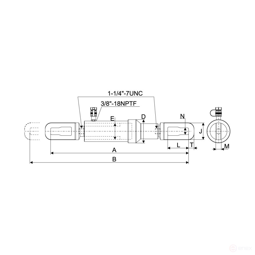 Hydraulic cylinder NORGAU Industrial single-acting coupling 30 t, NCMT30-155