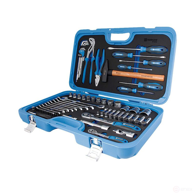 Набор слесарного инструмента NORGAU Industrial в пластиковом кейсе 77 предметов, N1000
