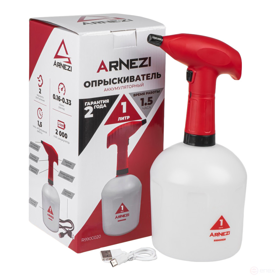 Распылитель (опрыскиватель) электрический 1л аккумуляторный Li-ion 2000 mAh ARNEZI R9900020