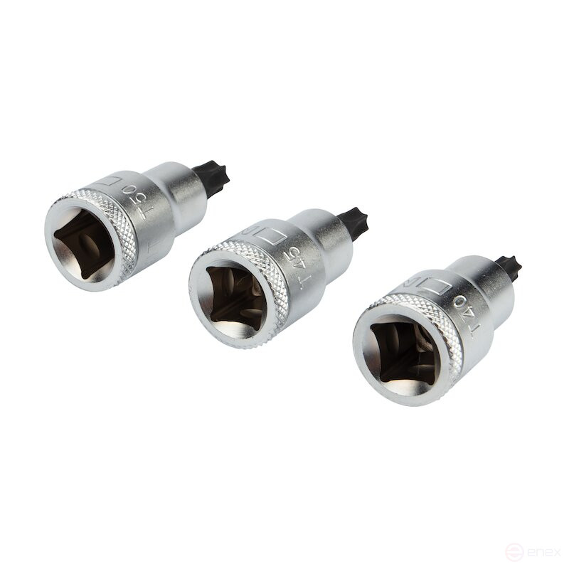 Set of end heads with inserts NORGAU Industrial TORX 1/2”, 9 pieces, NI199-T2060 in a metal box