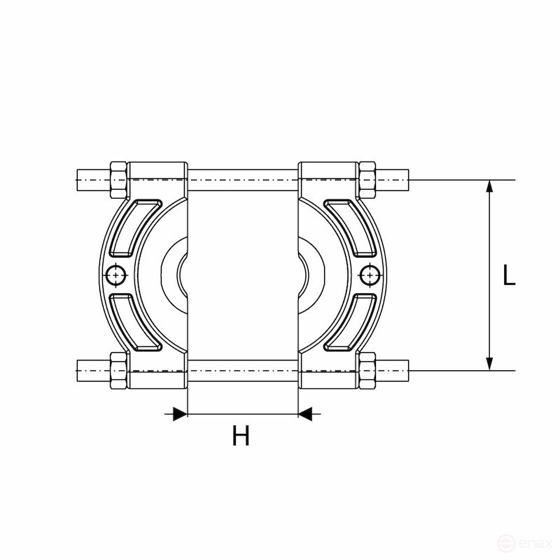 Set of hydraulic pullers NORGAU Industrial with integrated pump NHPP-10SET, 10T, 10 items