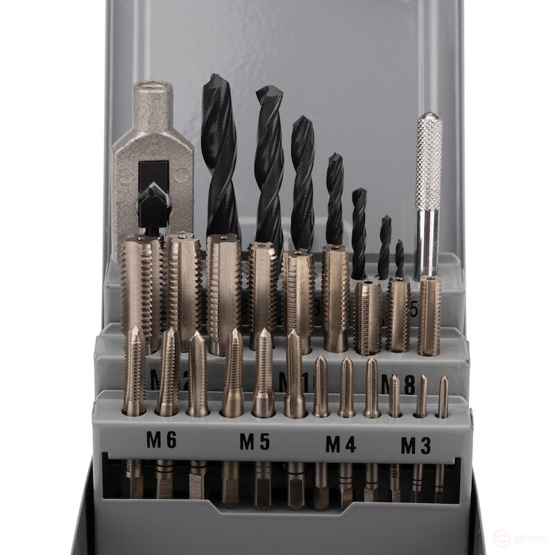 Набор ручных метчиков и плашек NORGAU Industrial M3-M12, HSS, 30 предметов