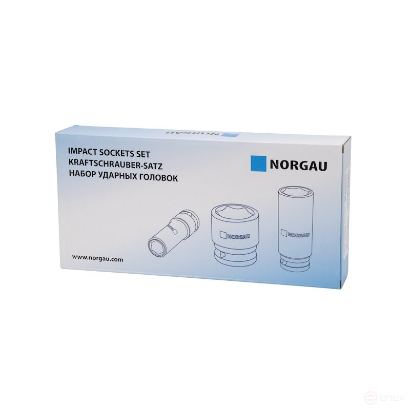 Set of hexagonal impact end heads NORGAU Industrial 1/2", 16 pieces, N19K-016