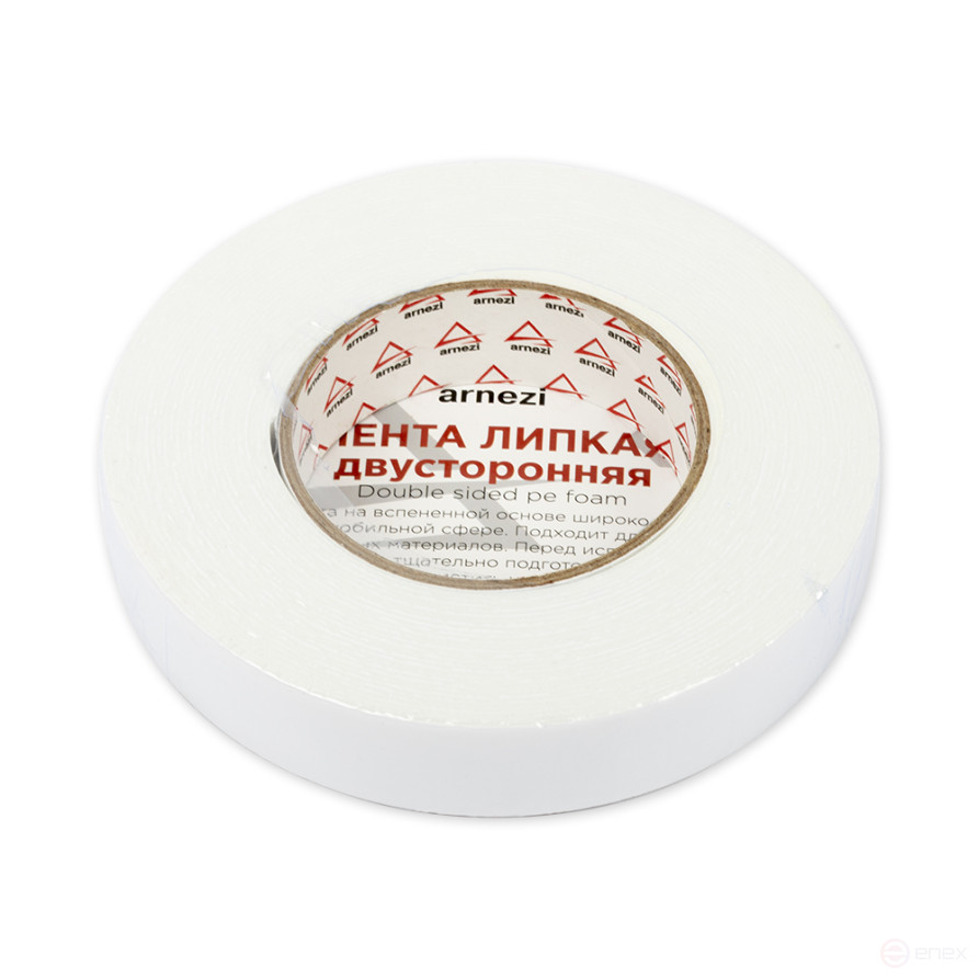 Double-sided adhesive tape 25 mm x 10 m on a foam base, white ARNEZI R8030204