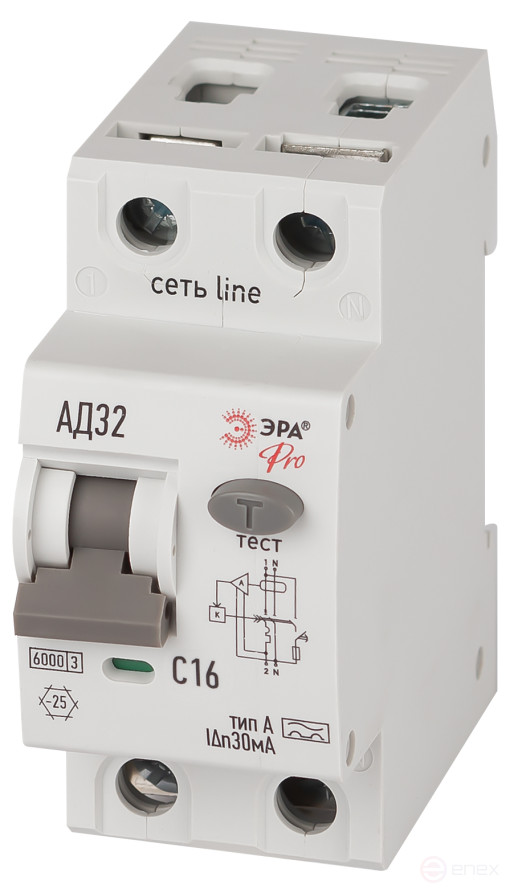 Automatic differential current switch 6kA ERA PRO D326E2C16A30 AD-32 electronic 1P+N C16 30mA type A