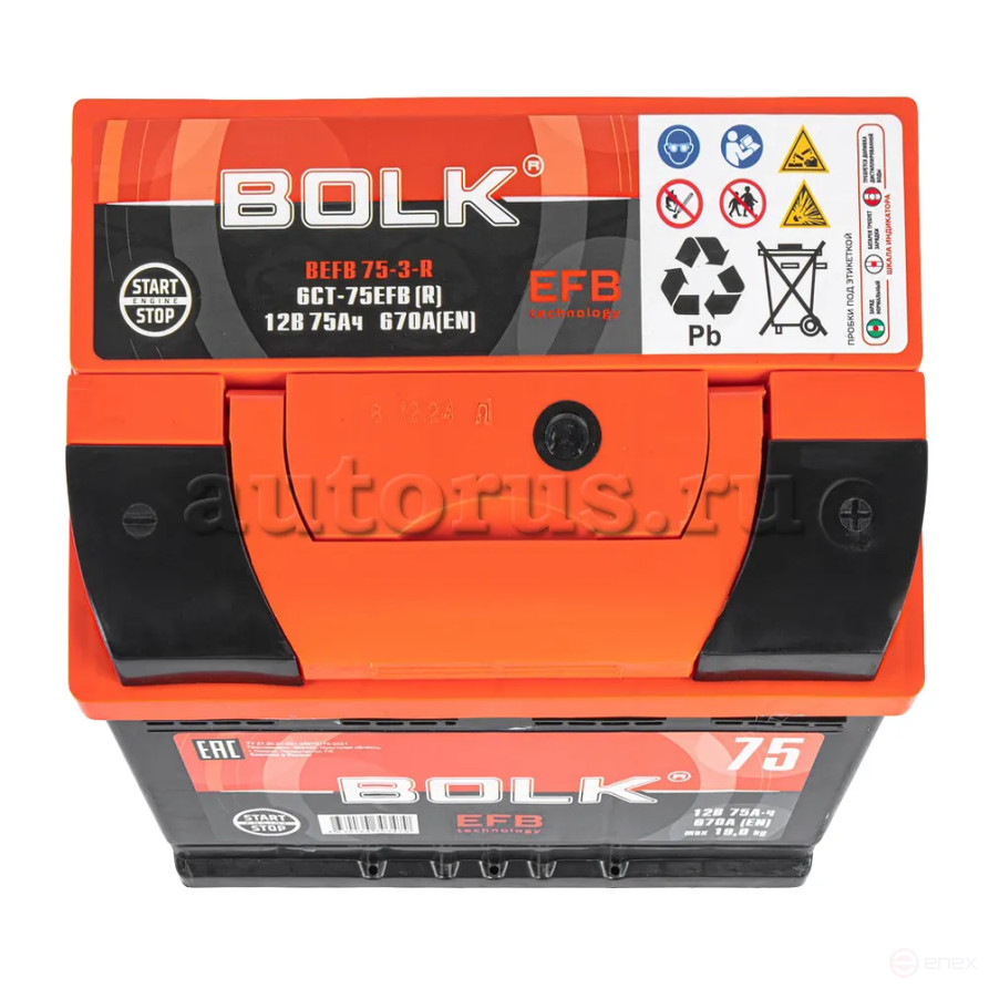 Аккумулятор BOLK EFB Stop&Go 75 А/ч обратный R+ 278x175x190 L3 EN 670 А